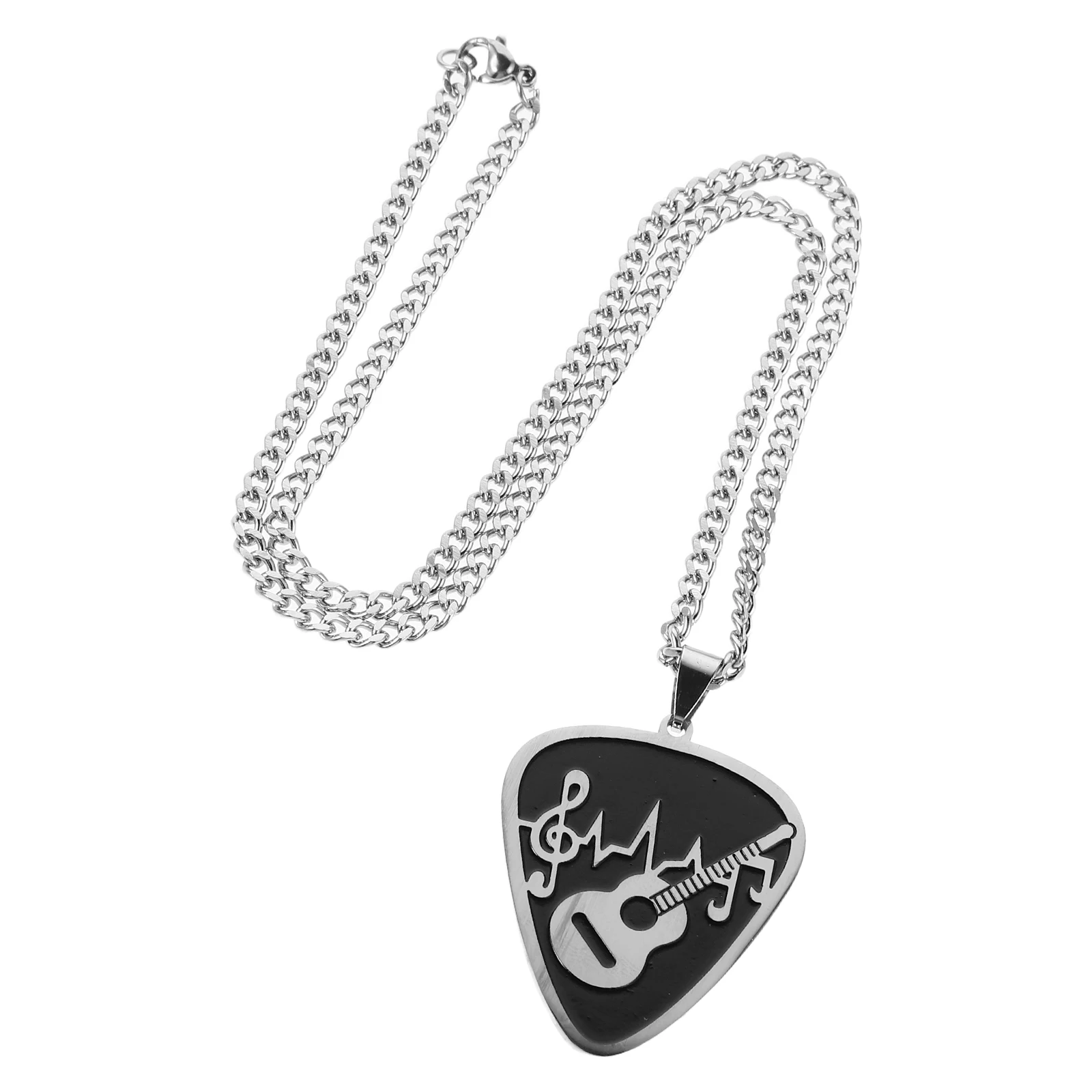 

Guitar Pick Pendant Necklace Stainless Steel Music Note Charm For Men Women Rock Jewelry Durable Lightweight Concert Stage