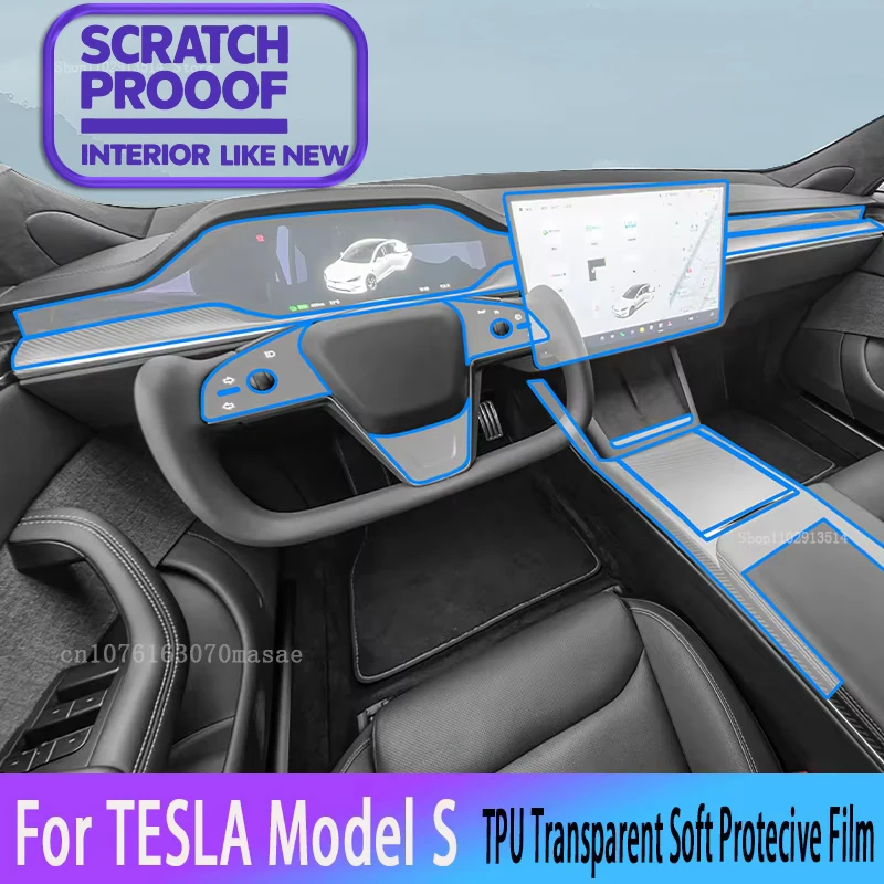 

Наклейки на интерьер автомобиля для TESLA Model S 2022-2024, автомобильная GPS-навигационная пленка, ЖК-экран, защитная пленка из ТПУ, украшение