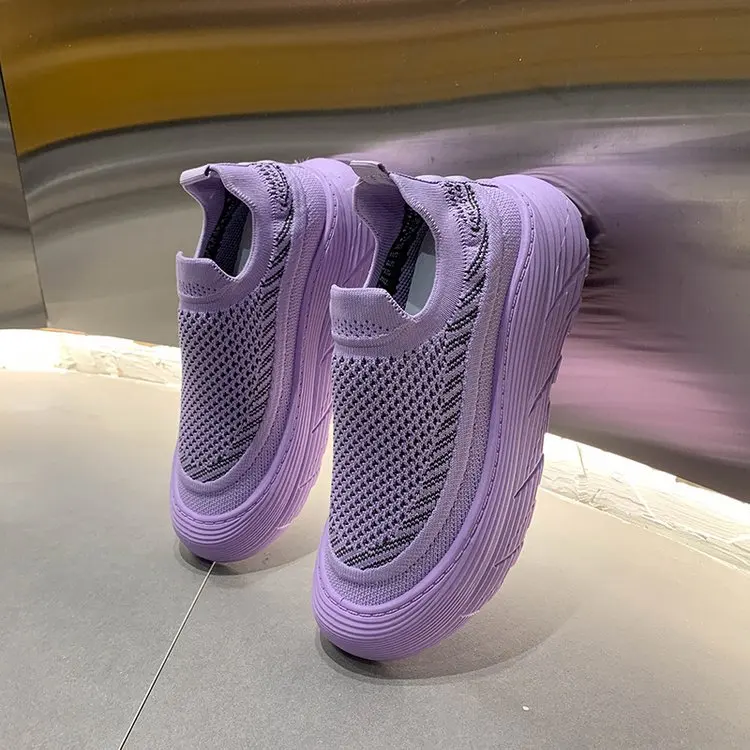 

Women's Sneakers Summer 2024 Fabric Shoes Tennis Female New Mesh Neon Trainers Slip-on Fashion Casual Lace-Up Plastic PU Rubber
