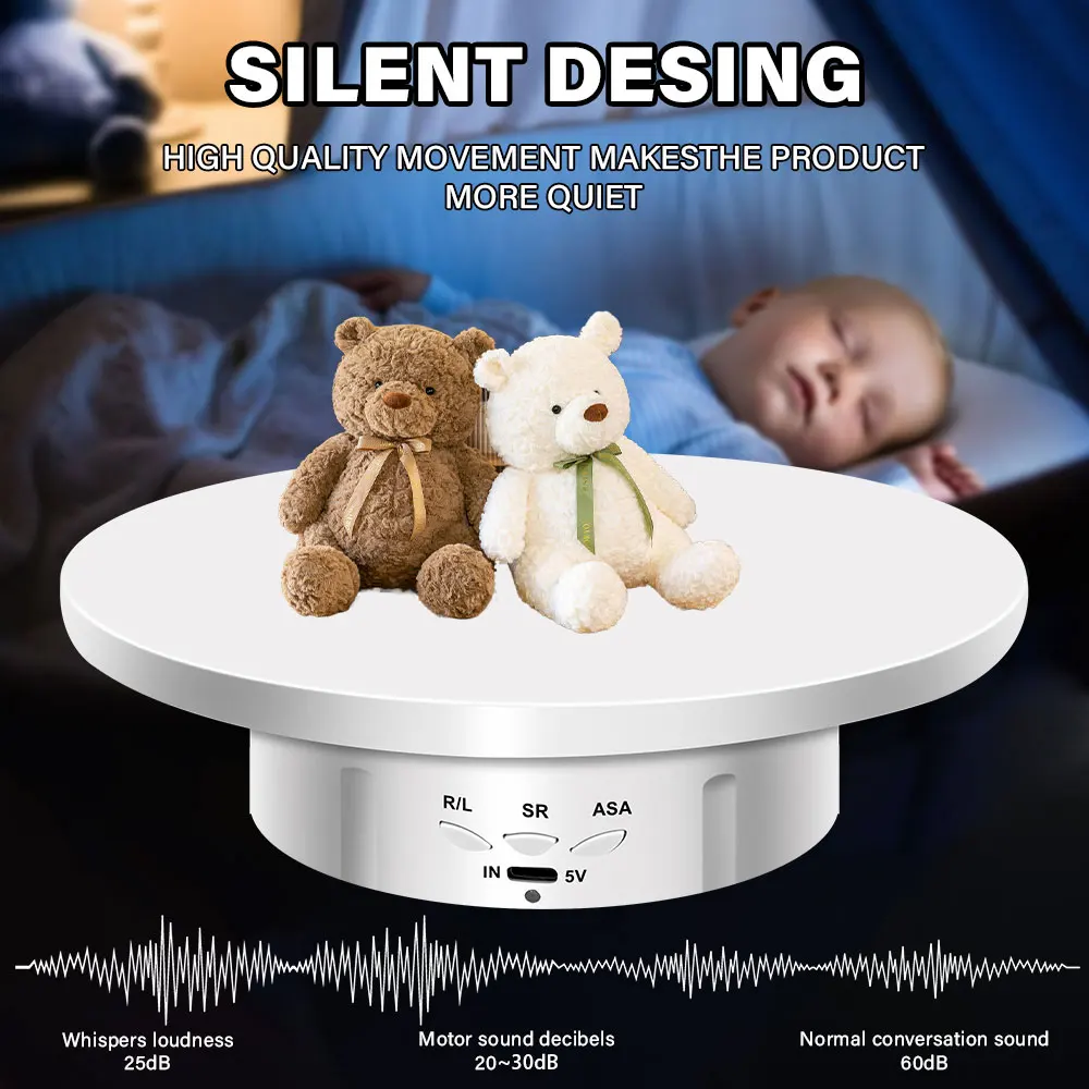 Photography Turntable Electric Rotating Display Stand 360 Degree with Remote Control Motorized Turntable for Photos or Videos