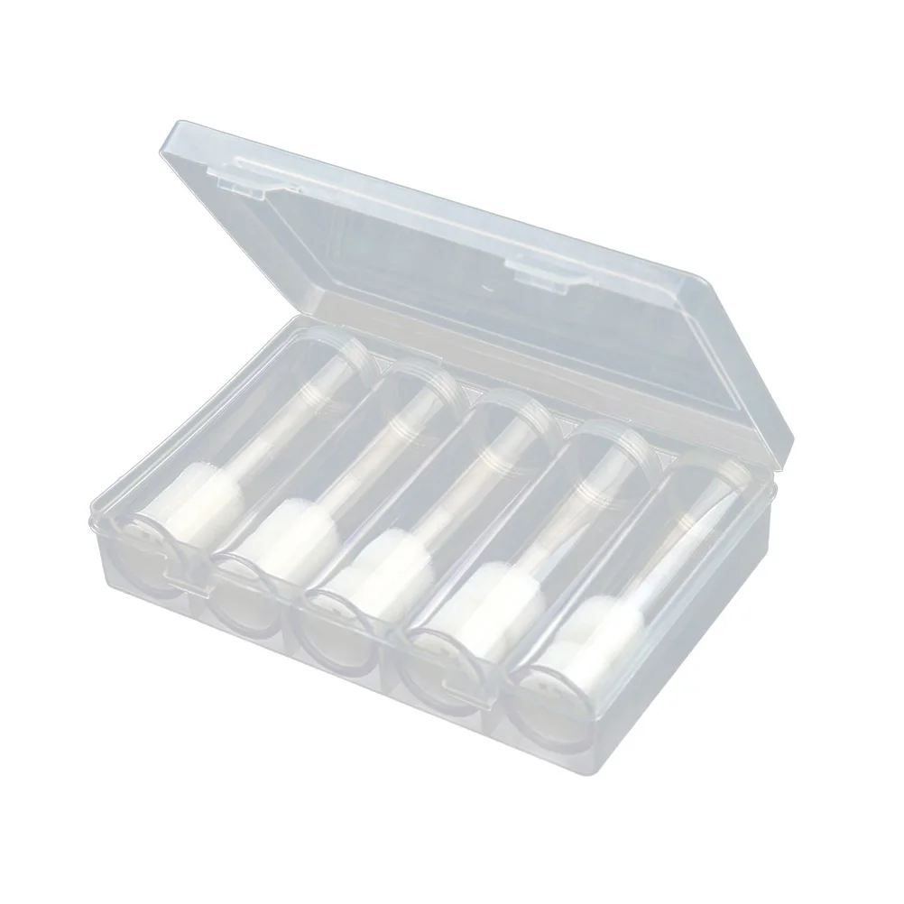 6pcs Plastic Clear Round Cases Coin Storage Protective Tube Holder with Storage Box (5 Tube + 1 Storage Box)