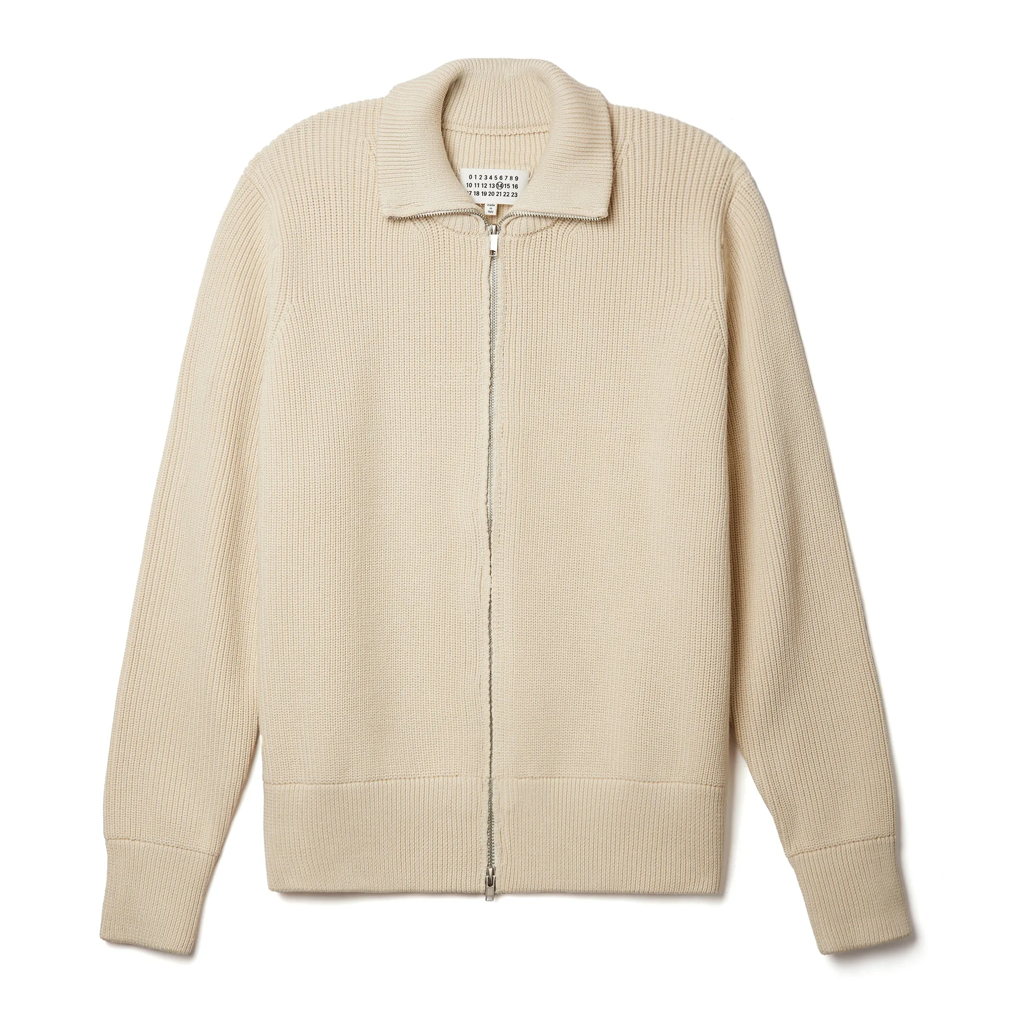 Hand Sewn Four Cornered Gray High Neck Stand Up Collar Wool Double Zipper Knitted Cardigan Sweater Jacket for Men