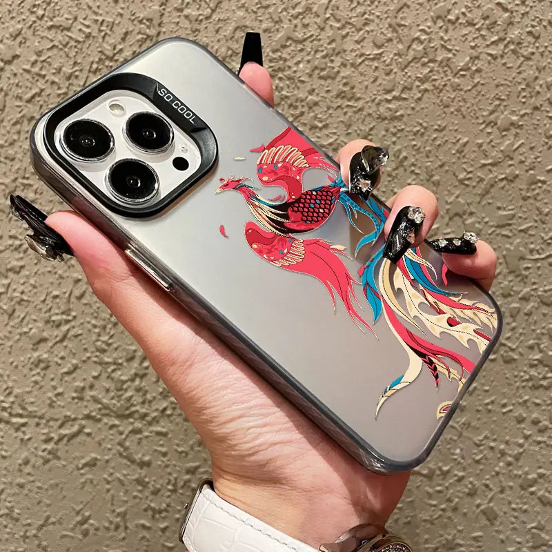 

Fire Phoenix Laser Phone Case For iPhone 17 Pro Max Air 16 15 14 Pro Max Plus 13 12 Mini 11 Pro Max Shockproof Protective Covers