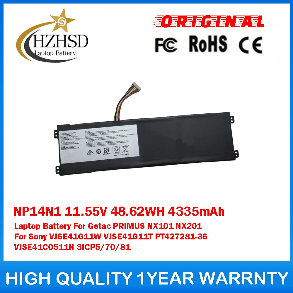 

NP14N1 11,55 В 48,62 Втч 4335 мАч Аккумулятор для ноутбука Getac PRIMUS NX101 NX201Для Sony VJSE41G11W VJSE41G11T PT427281-3S VJSE41C0511H