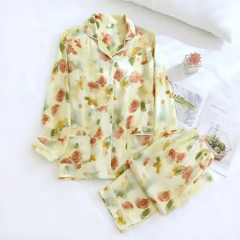 Spring / Summer New 100% viscose long-sleeved trousers ladies pajamas suit 3XL plus size long Sleepwear women's home Nightwear - Image 9