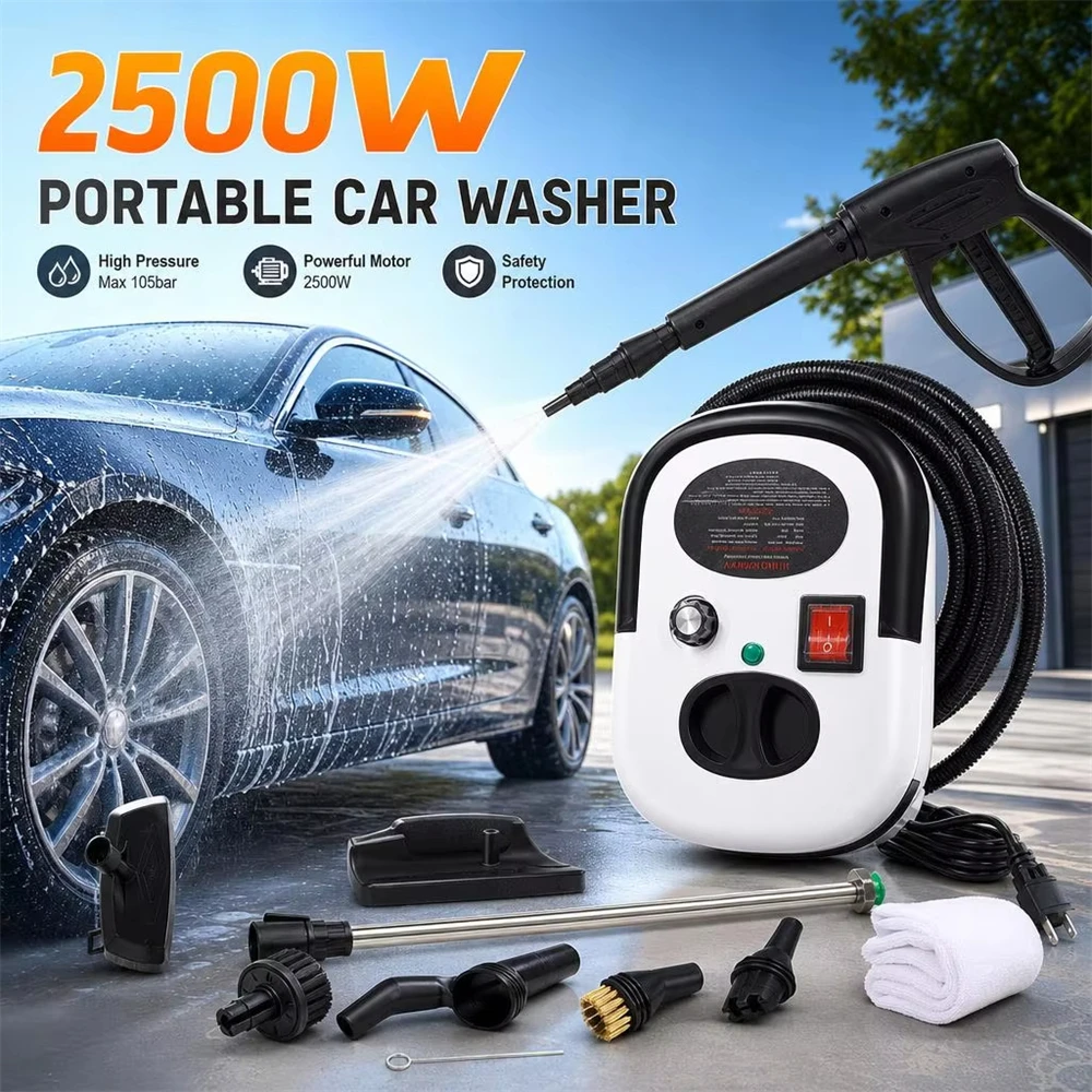 2500W Multi-Function Handheld Steam Cleaner High Pressure Household Car Detailing Steam Cleaning Machine With Cleaning Tools