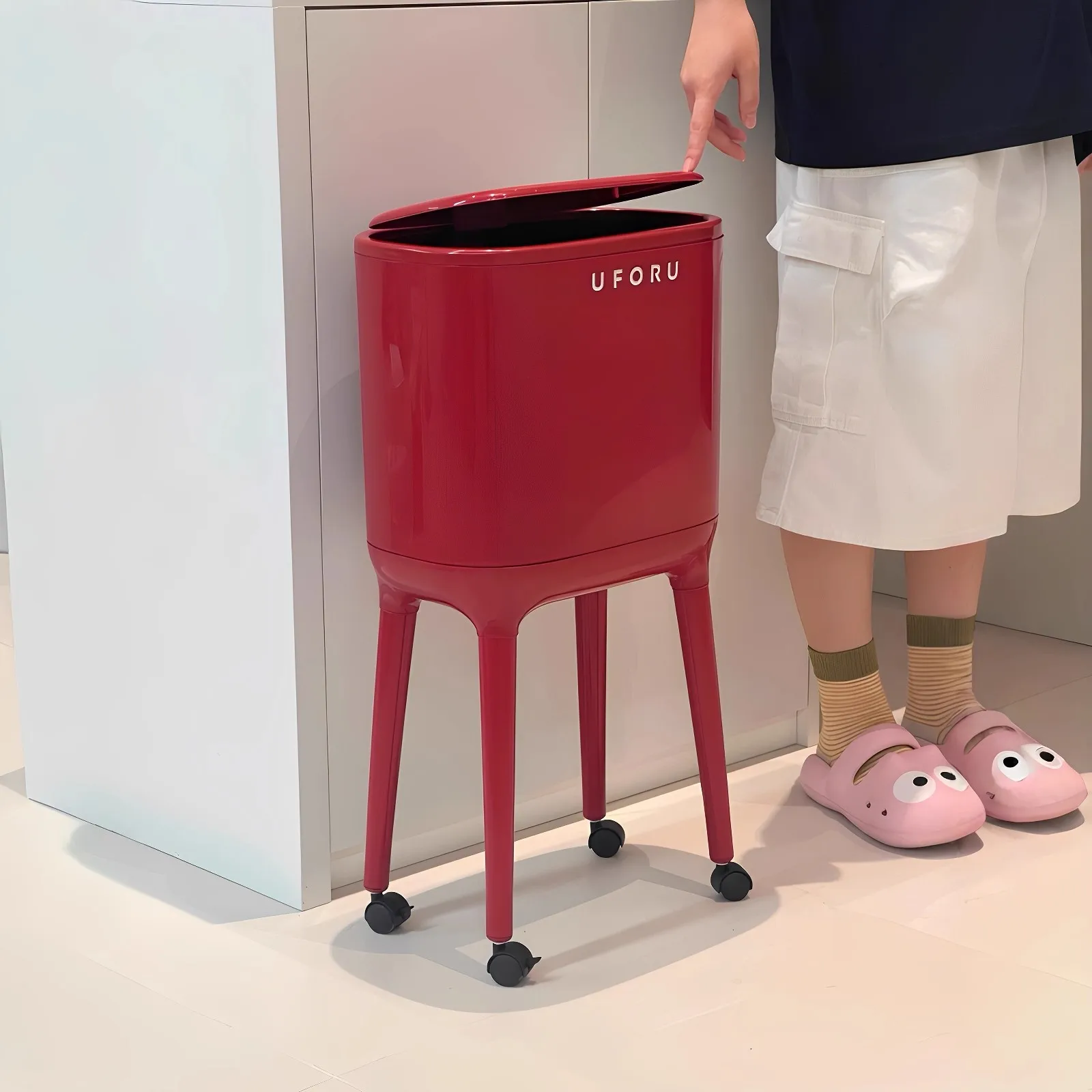 

Large Capaci Kitchen Tra Can with Cover No Bending over Mobile Home Use Cost Storage Buet High Foot Stand