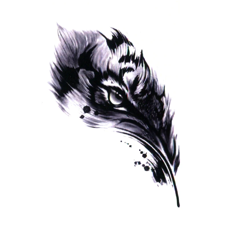 Tiger Eyes in Feathers Waterproof Temporary Tattoos Women Tattoo Fake Tatoo Men Body Art Tattoo Tatuajes Henna Tattoo For Women