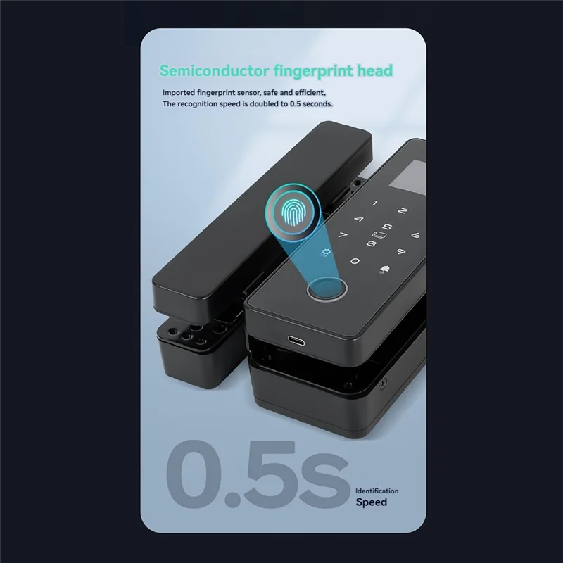 ABGN ประตูกระจกคู่ล็อคสมาร์ทล็อค APP Biometric รูดบัตรลายนิ้วมือรหัสผ่านล็อคประตูกระจกล็อคสําหรับประตูสํานักงาน