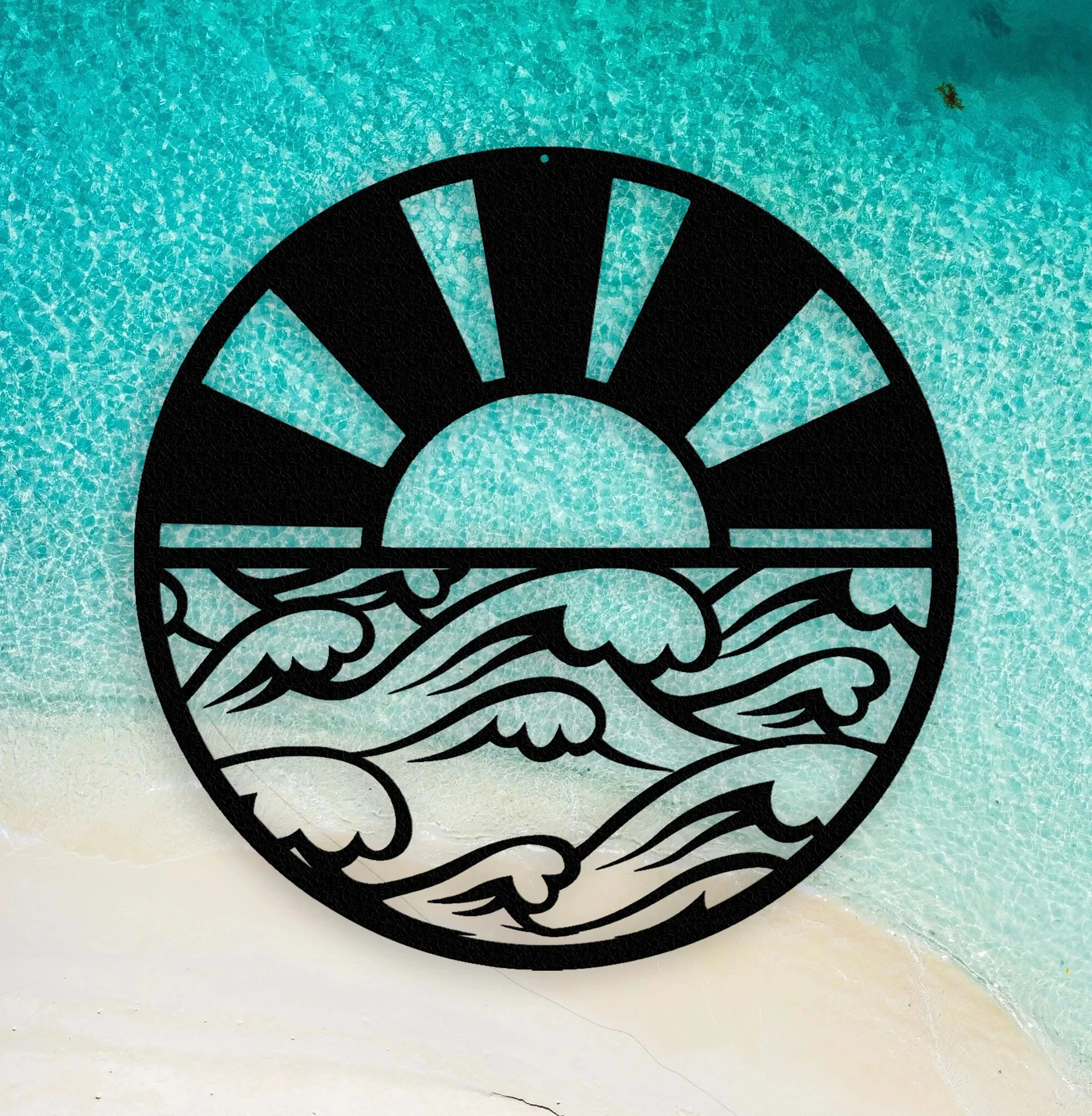

Sunrise Metal Sign Sun and Waves Metal Wall Art Room Decor,Beach Wall Art,Sun and Waves Decor,Wall Decor,Wall Art