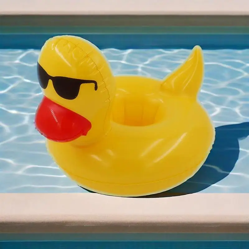 Pato brinquedos infláveis suporte de copo verão ao ar livre piscina praia festa água flutuante bebida copo titular óculos de sol pato modelo inflável