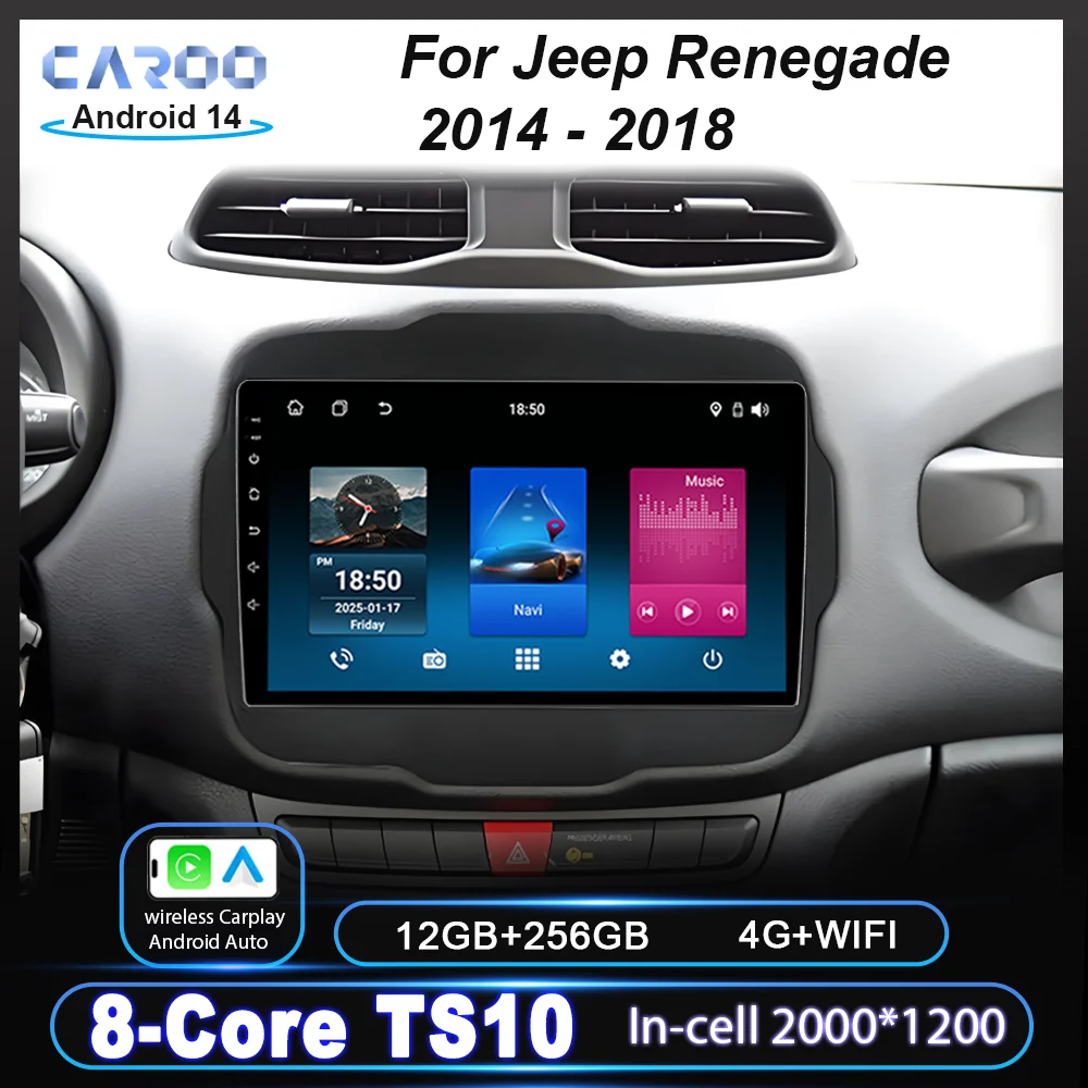 

Android Car Radio Stereo For Jeep Renegade 2014 - 2018 Auto Navigation GPS Multimedia Video Player 4G Carplay NO 2din DVD Wifi
