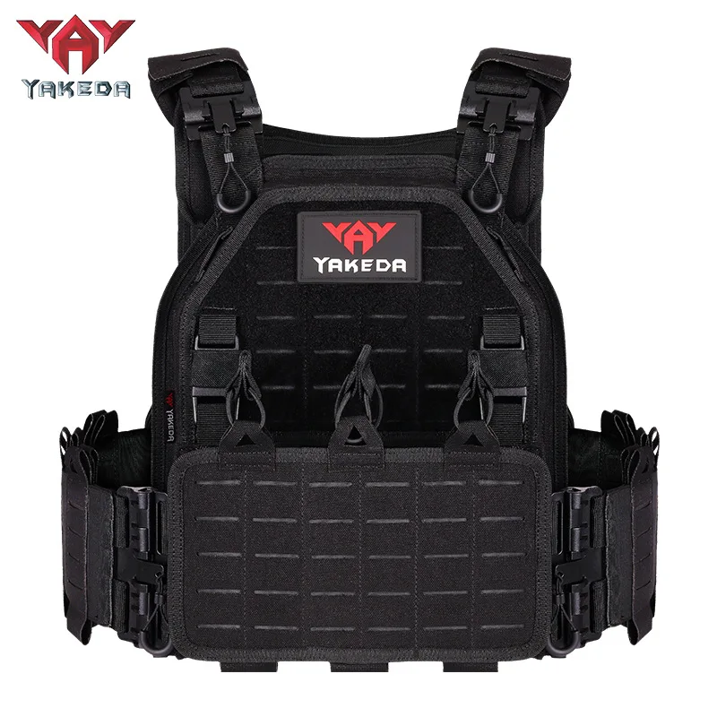 YAKEDA 6094 Combat Vest Outdoor Hunting Protective Shoulder, Adjustable Airsoft Plate Carrier 1000D w/ 5.56 Triple Mag Vest