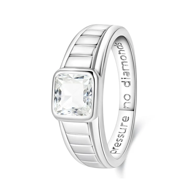 New Original 925 Sterling Silver Cubic Zirconia Ring For Men's Fit Wedding Party Jewelry Gift