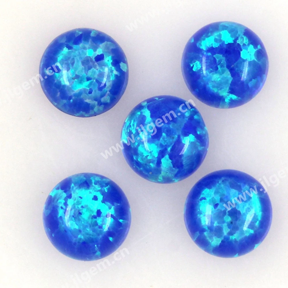 

MOQ=50 Pieces(2mm to 12mm) Round Cabochon Flat Bottom Opal Beads Fire Dark Blue OP05 For Jewelry