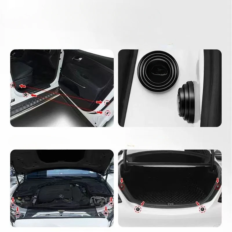 4Pcs/Lot Car Trunk Sound Insulation Pad Universal Door Shock Absorbing Gasket For VW Shockproof Thickening Cushion Stickers