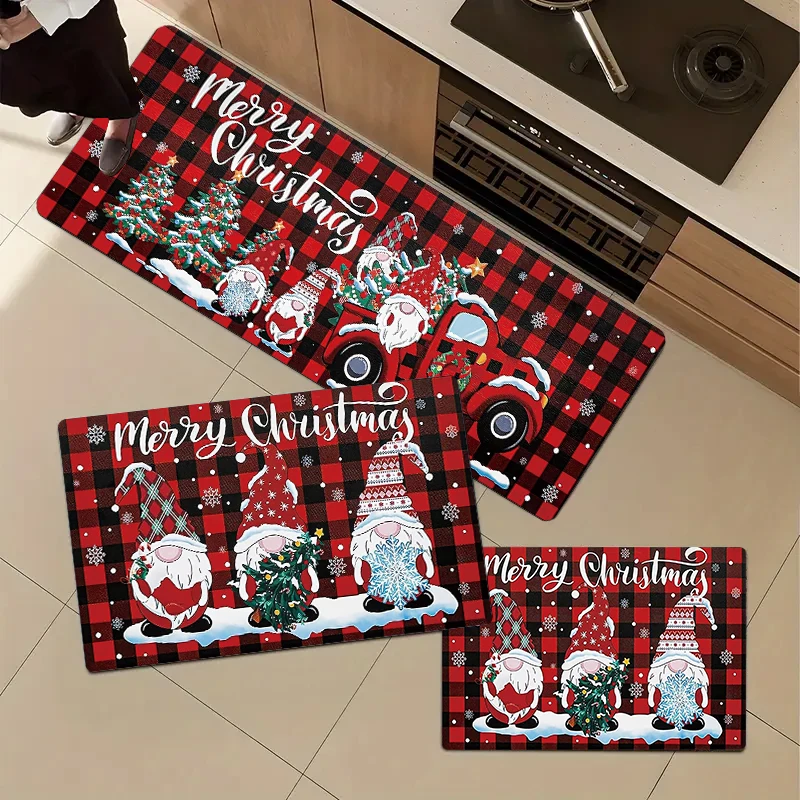 

Christmas kitchen rug, made of flannel, soft and comfortable, washable, suitable for bedroom and dining room