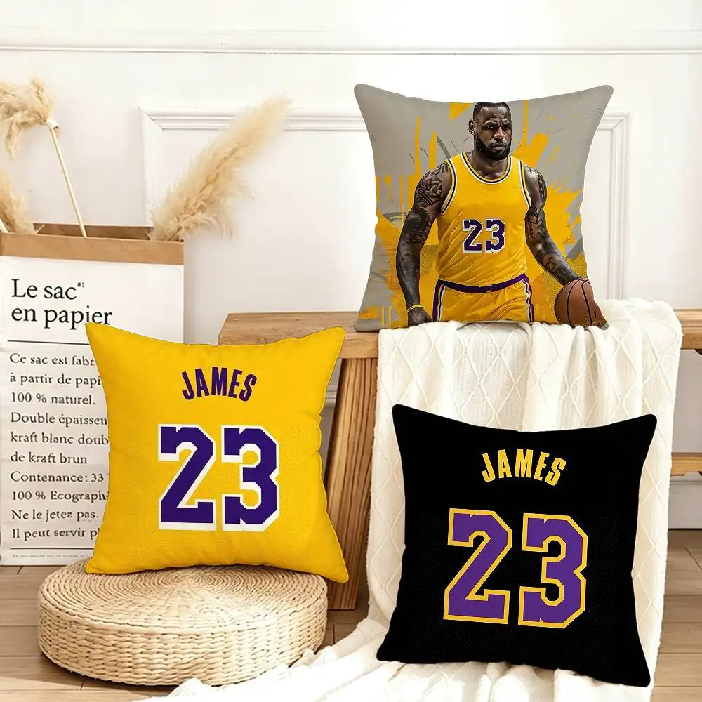 

L-LeBron J-ames Various Sizes Square Pillow Case For Car Home Bedchamber Decor