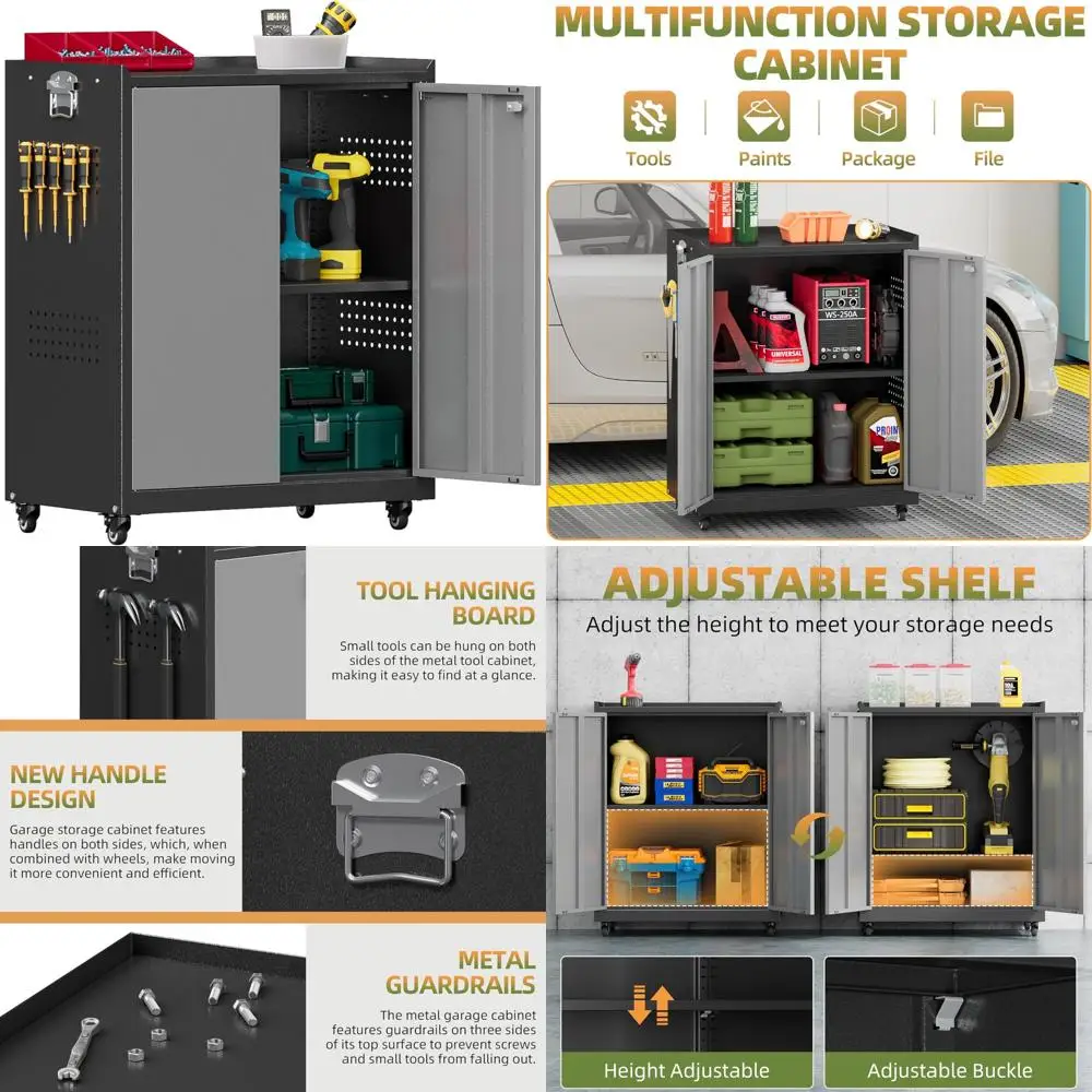 Armoire à outils roulante en métal robuste 34 résistant à la rouille avec roulettes pour le rangement du garage et les outils de suspension