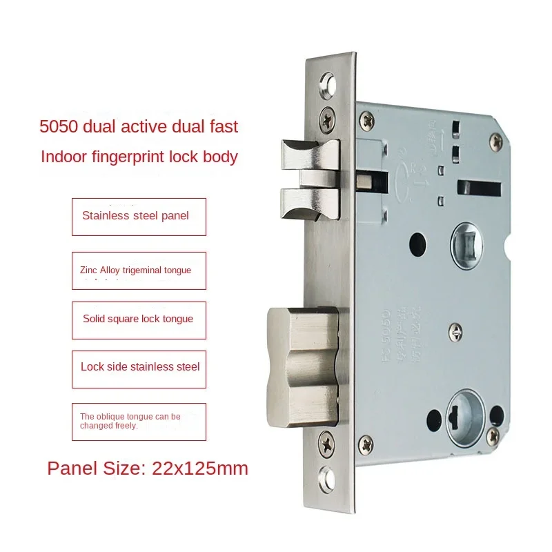 Metal Stainless Steel Electronic Lock Body 5050 Mortise For Tuya Face Recognition Fingerprint Smart Door Lock