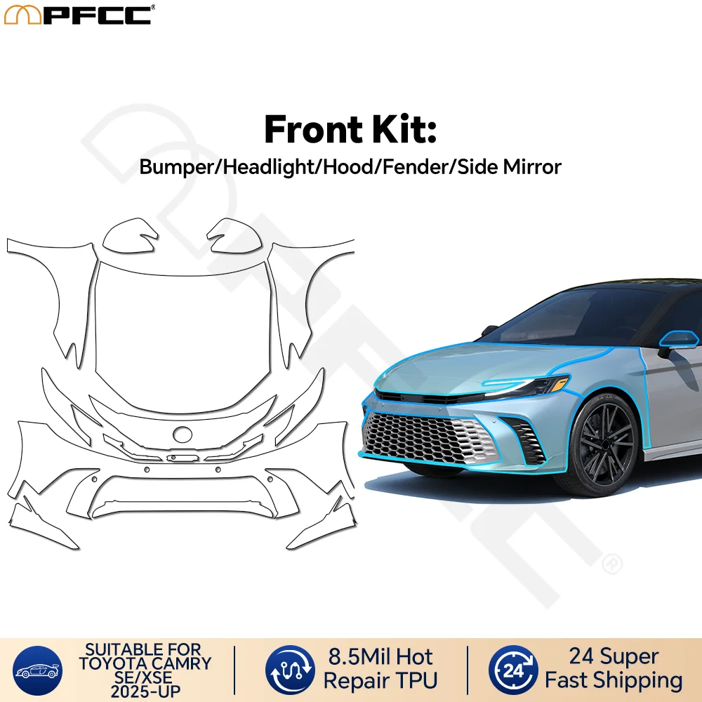

Предварительно нарезанная прозрачная защитная пленка из ТПУ (PPF) для Toyota Camry 2025: Комплект для защиты кузова автомобиля от царапин с функцией самовосстановления