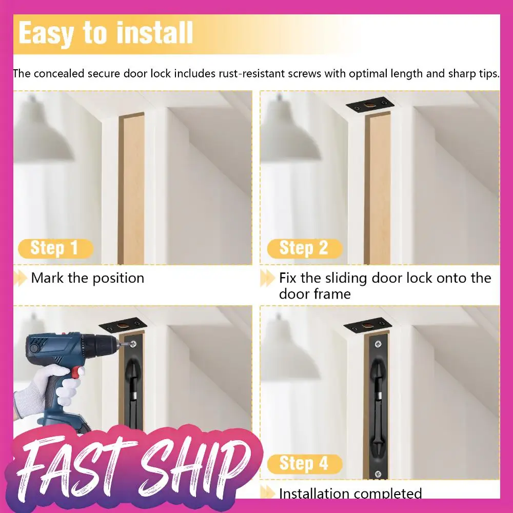 

10Pcs Stainless Steel Concealed Bolt with Rod Emergency Door Escape Door Lock for Composite Doors/Wood Doors/Double Doors