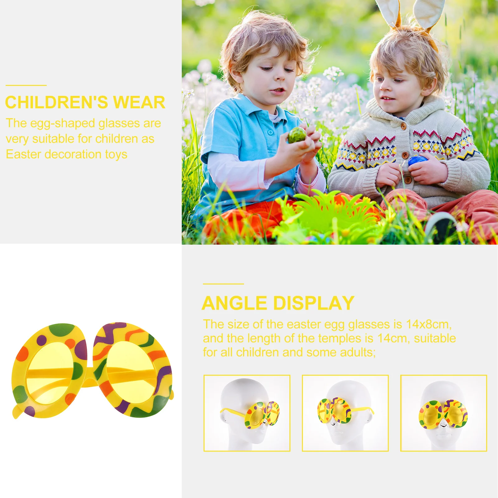 Cornice per uova di Pasqua divertente per bambini Festa per foto Puntelli per occhiali per bambini Puntelli per costumi Occhiali decorativi per festival