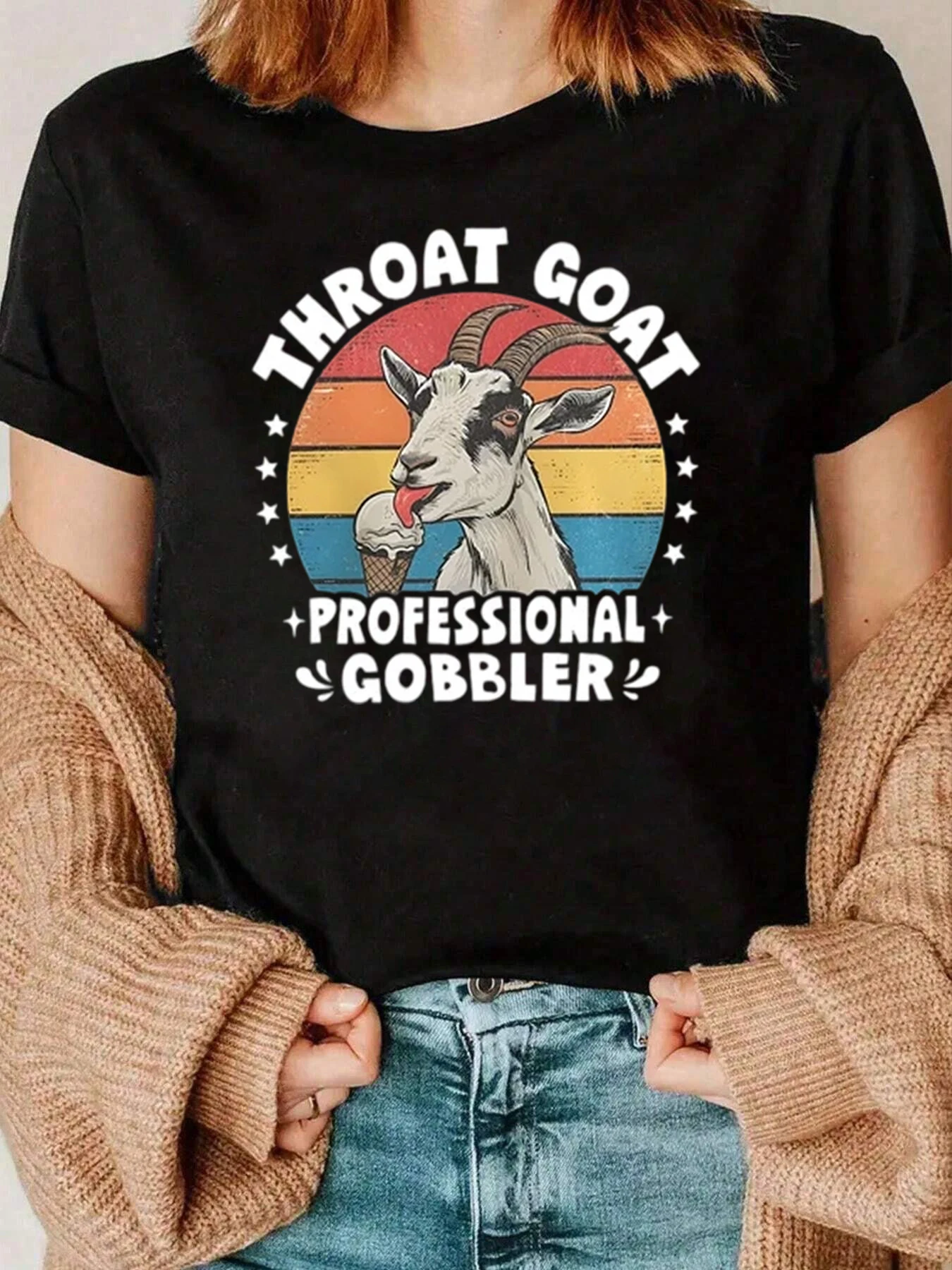 

Профессиональная футболка с рисунком Throat Goat Gobbler, повседневная одежда для женщин, 220 г