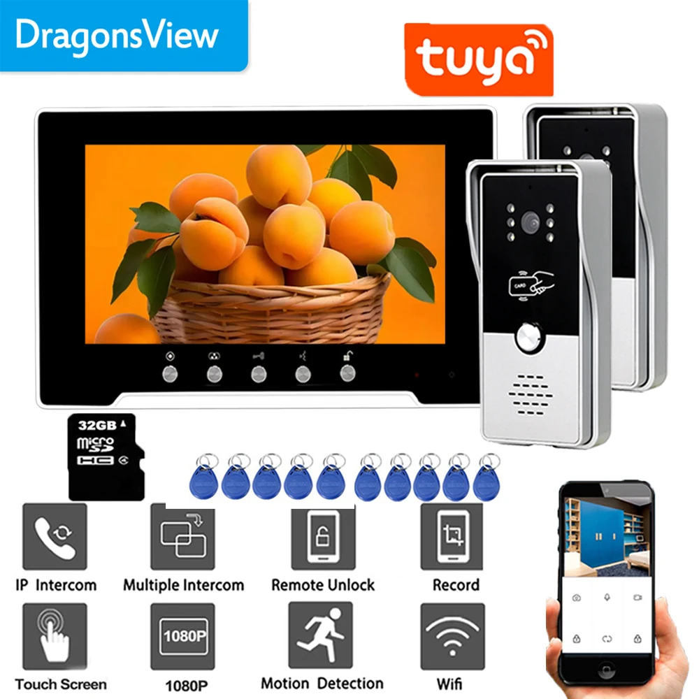 Imagem -02 - Dragonsview-tuya Inteligente Wifi Vídeo Porteiro Telefone Touch Screen Monitor Desbloquear Registro