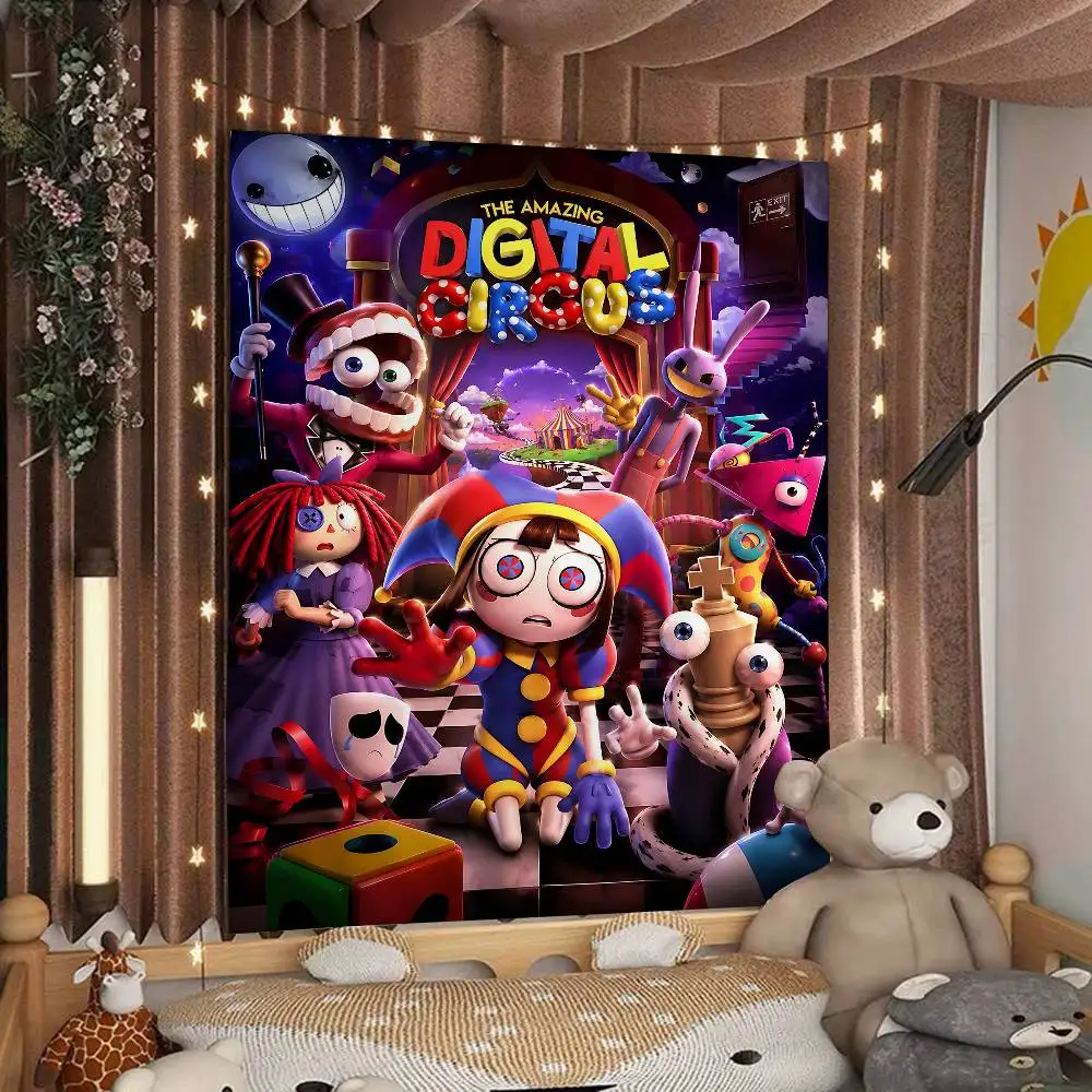 Anime The A-Amazing D-Digital C-Circus Classic Tapestry Art Printing Japanese Wall Tapestry Anime Wall Hanging Home Decor