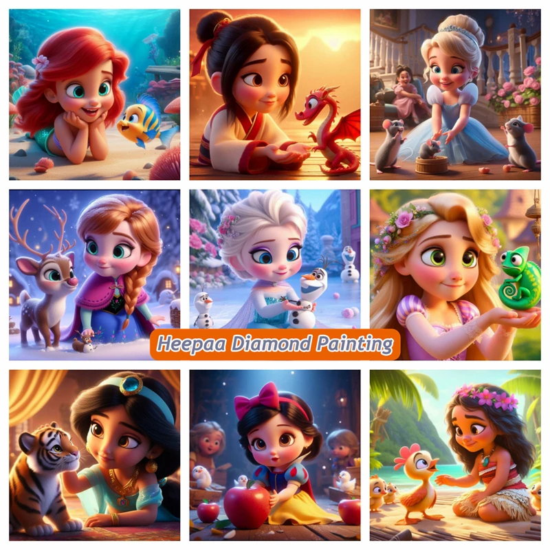 

Disney Cartoon Princess Diamond Painting Embroidery Cute Girl Cross Stitch Mosaic Rhinestones Handicrafts Home Decor