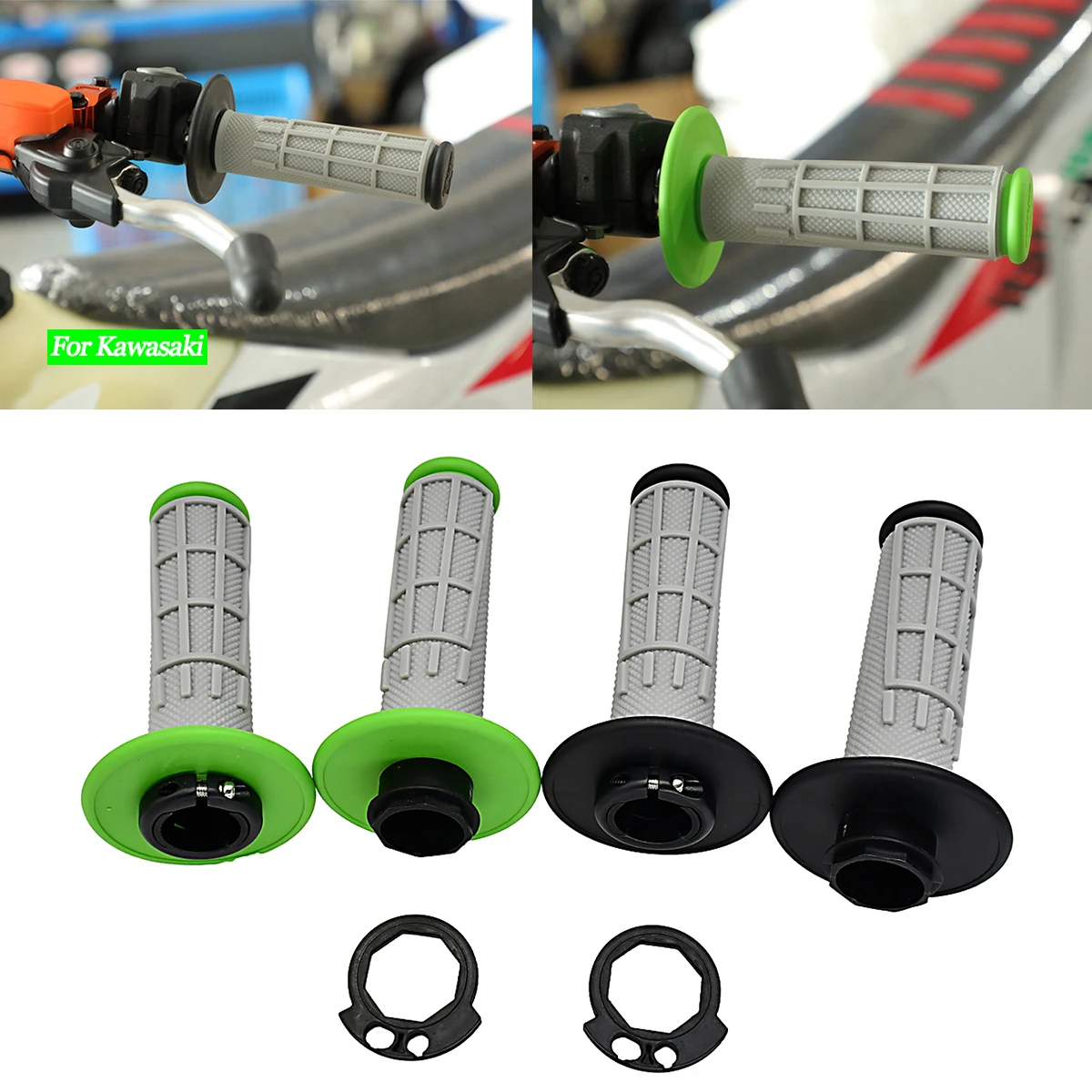 

Motorcycle Handlebar Lock-on Grips Throttle Tube For KAWASAKI KX250F KX450F KLX125 KLX250 KX 250F 450F Dirt Bike 2004-2018