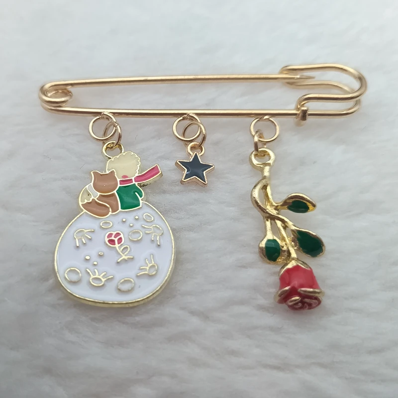 Cartoon brooch don\'t be a boring adult! Planet Little Prince Fox Rose Pin Fairy Enamel Brooch Pin Children\'s Jewelry Gift