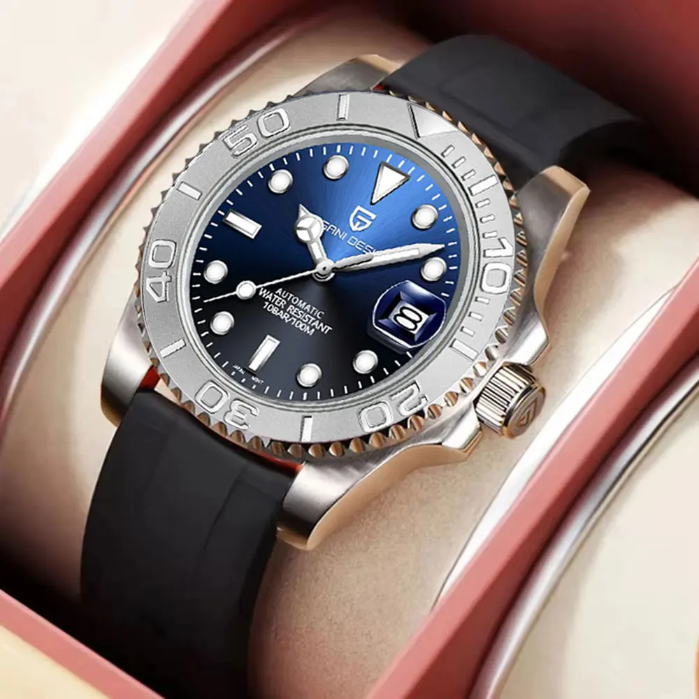 PAGANI DESIGN Nieuwe Automatische Herenhorloge Saffierglas 40mm Mechanisch Horloge Roestvrij Staal 100M Waterdicht Klok Horloge Mannen gift