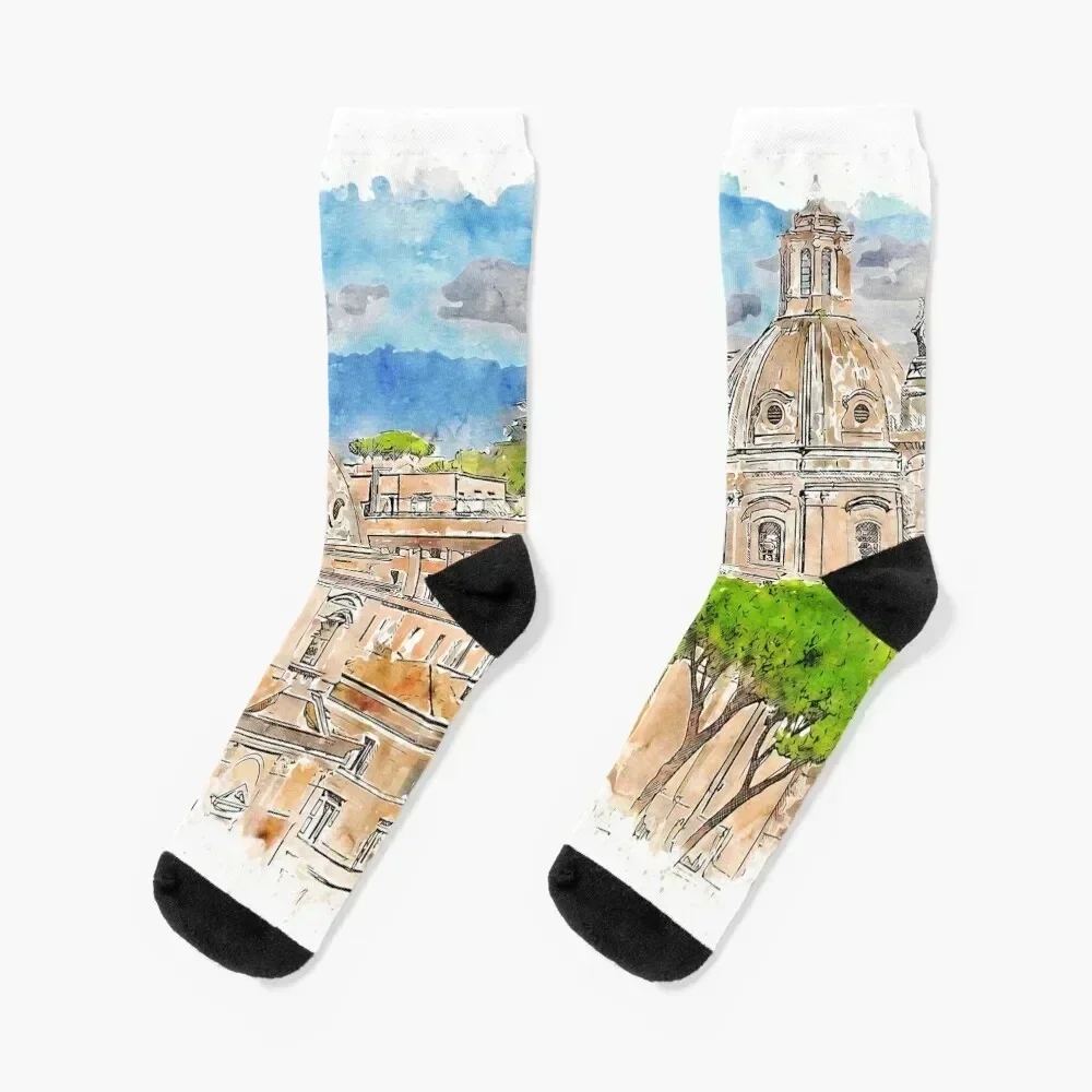 

Rome Cityscape Socks Rugby Crossfit anti-slip Heating sock Socks Ladies Men's