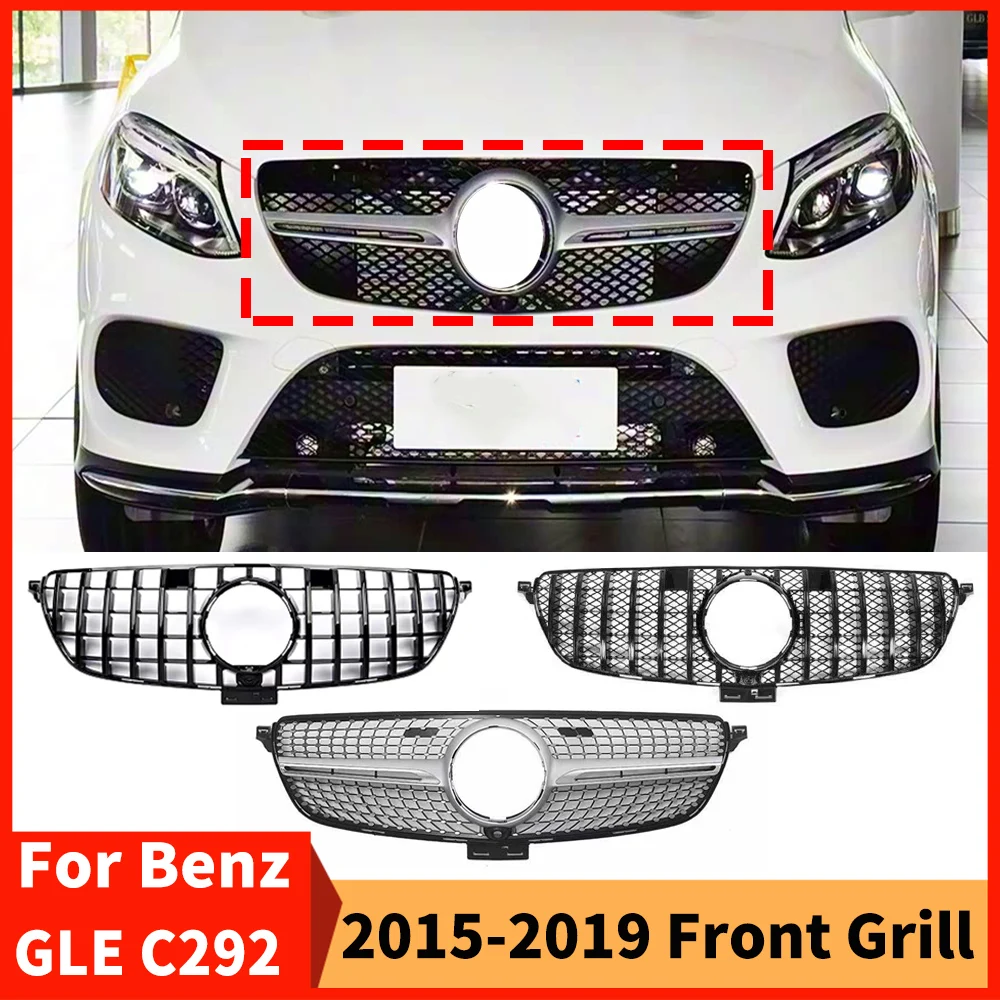 Frontstoßstangengrill für Mercedes Benz GLE Coupé C292 W292 2015-2019, Ersatz-Mesh-Gitter im GT-Diamant-Stil, Tuning-Zubehör