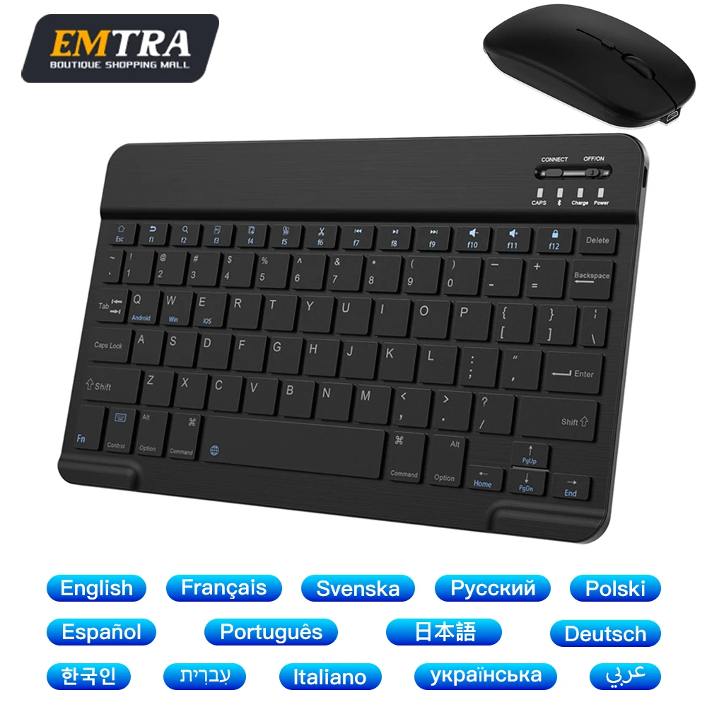 

Мини-беспроводная перезаряжаемая клавиатура Bluetooth-мышь для ipad Air Pro, телефона, планшета, портативная клавиатура для Samsung Xiaomi Android