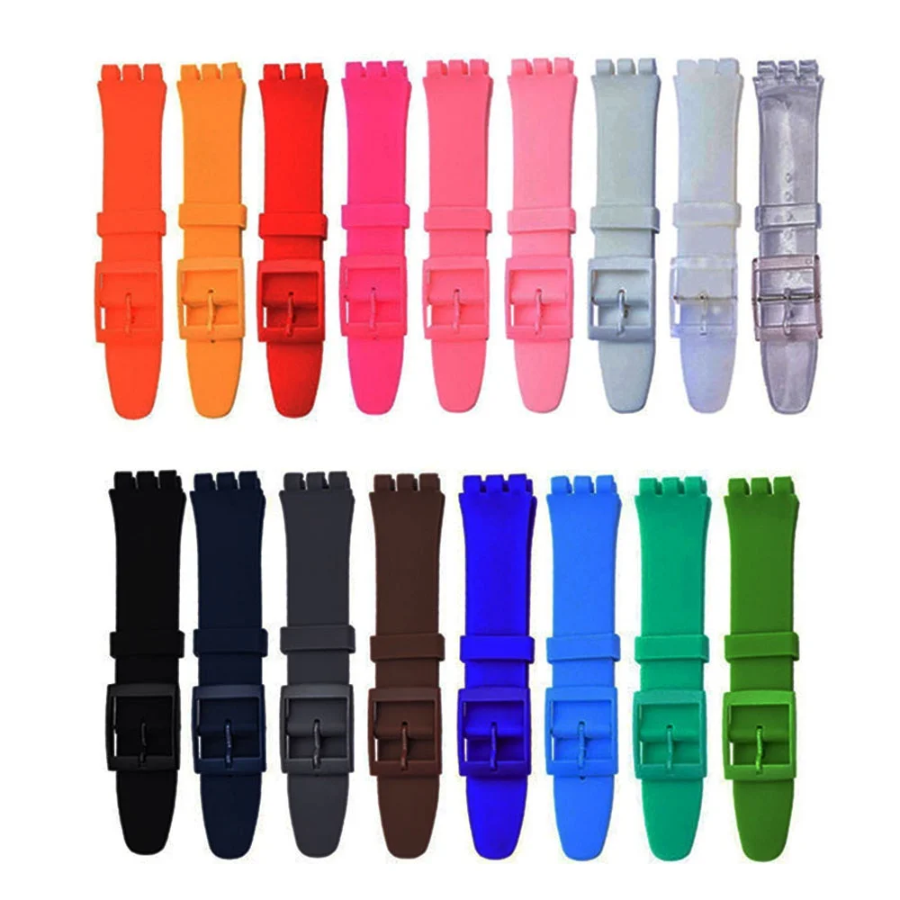 Colorful Silicome Watch Band Strap for Swatch Watchband Rubber Wristband Bracelet  Accessories 16mm 17mm 19mm 20mm Replacement