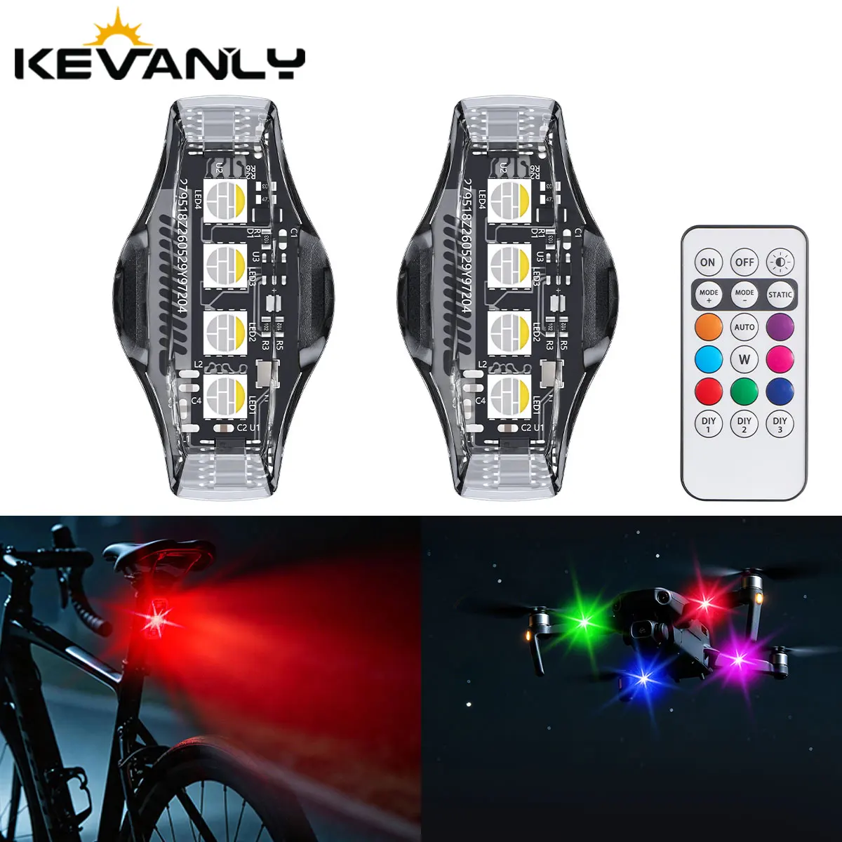 RGB UTV Drone Strobe Light Mini LED ATV Anti-Collision Bike Aircraft Night Flying Flashing Motorcycle Car Warning Signal Light