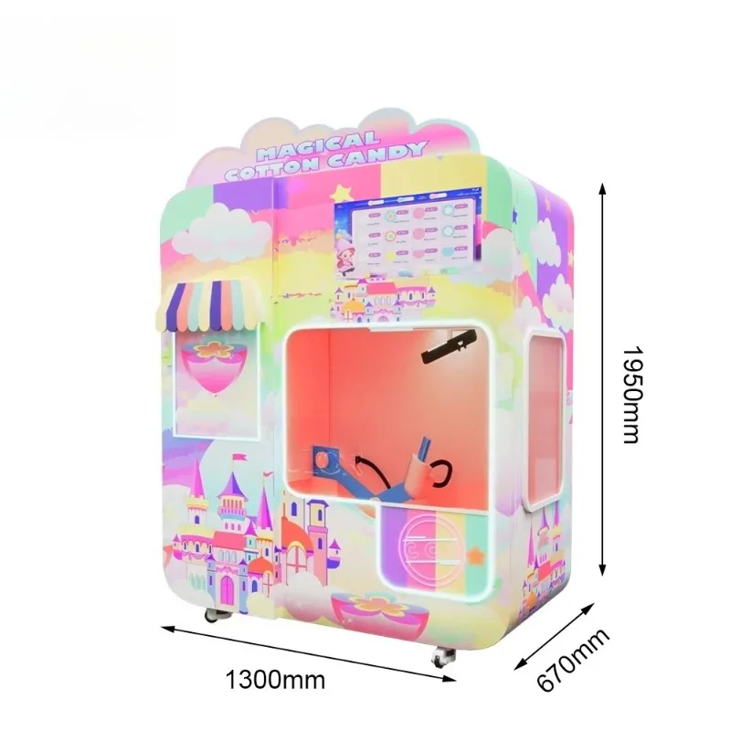 Customized OEM Outdoor Coin Operated Automatic Sweet Cotton Candy Flower Shape Making Vending Machine