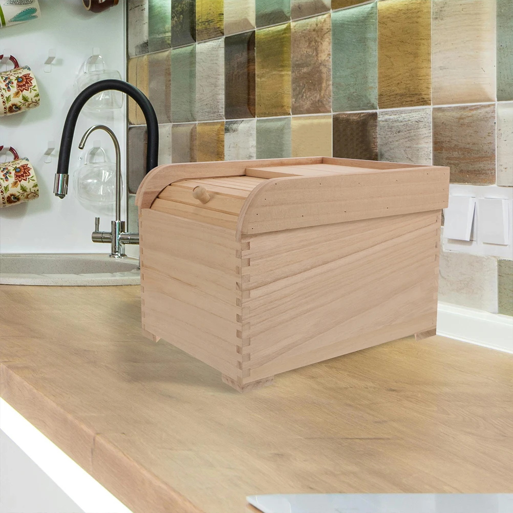 

Wooden Rice Container Large Capacity Airtight Food Storage Box With Lid For Kitchen Home Use Reusable Dry Food Container Bucket