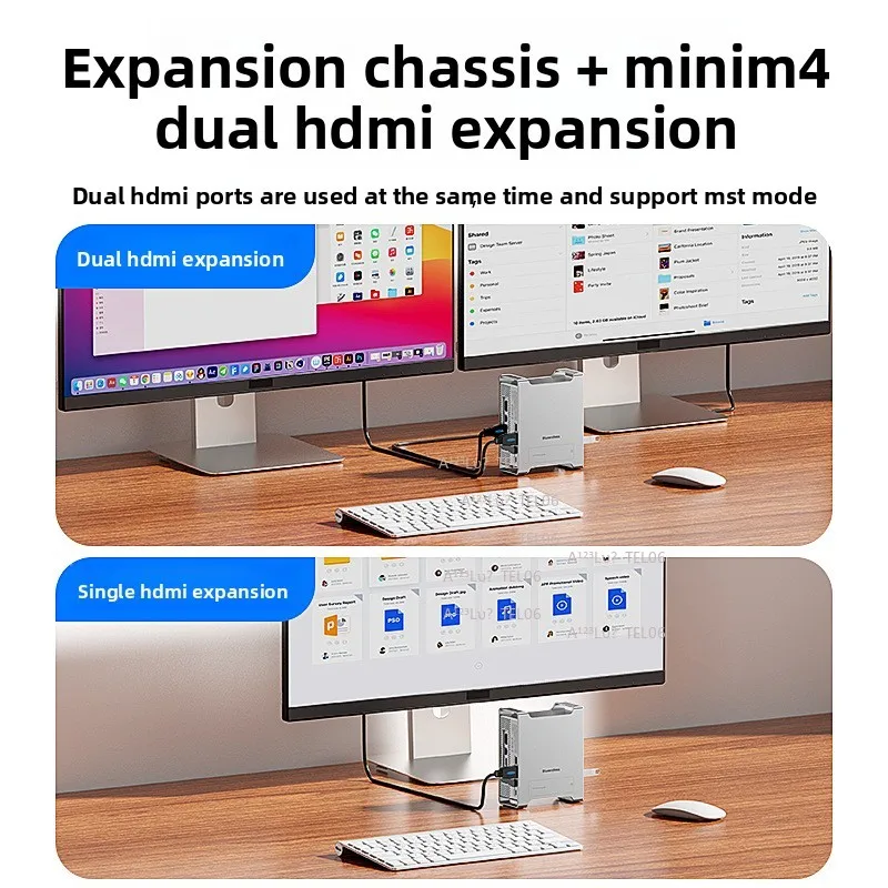 Fro Mac Mini M4 Stand Dock M.2 NVMe SSD Enclosure USB3.2 Hub 10Gbps Adapter fahnenmast