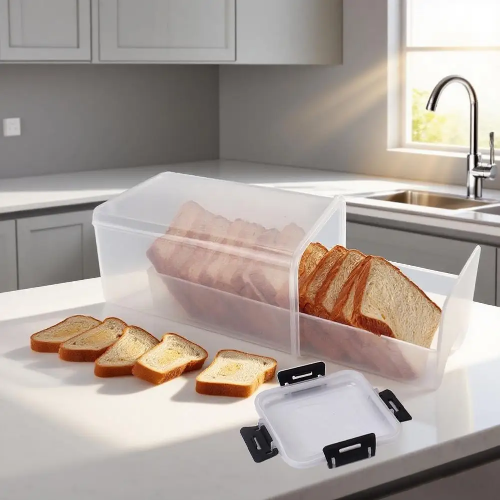 Contenedor para pan, caja transparente hermética para pan con tapa, soporte para pan de sándwich, para pan casero, guardapanes alto para cocina