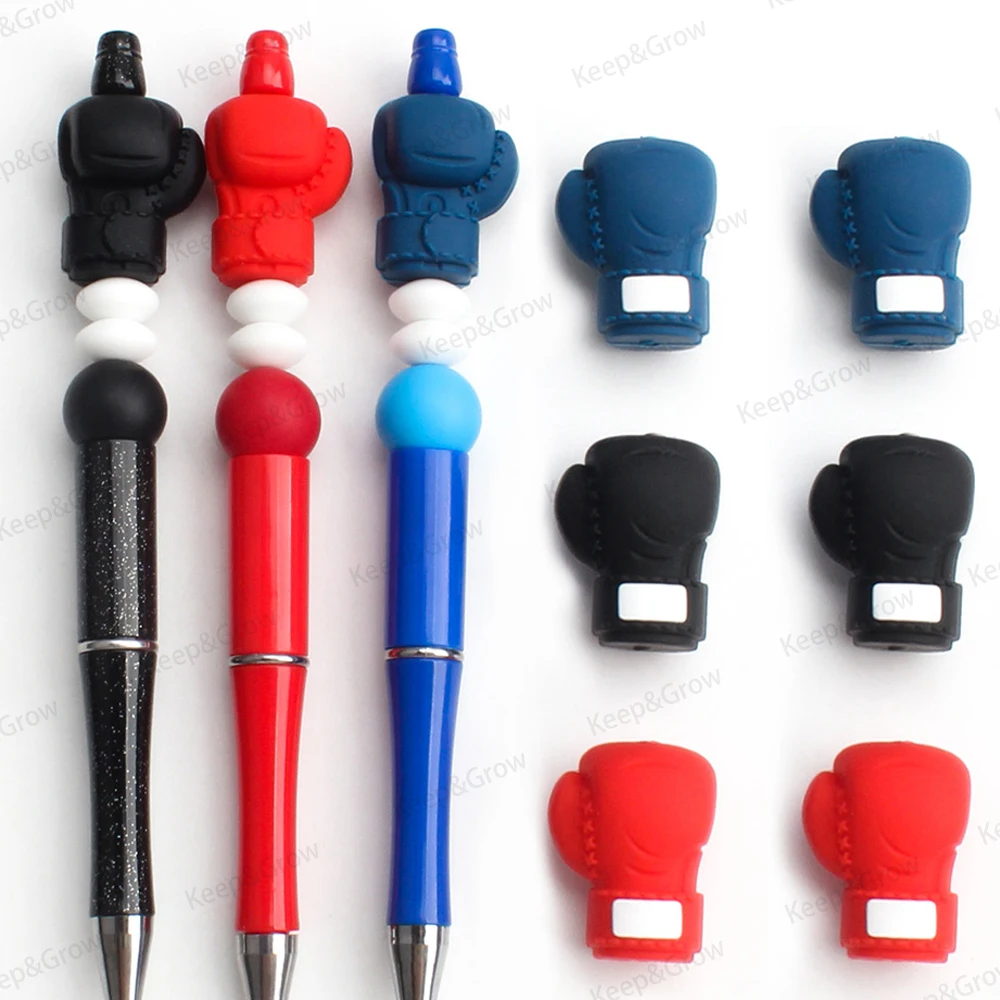 5/20/50Pcs Boxing Theme 3D Silicone Beads Boxing Gloves Shape Focal Beads for Beaded Pen DIY KeyChain Jewelry Making Accessory