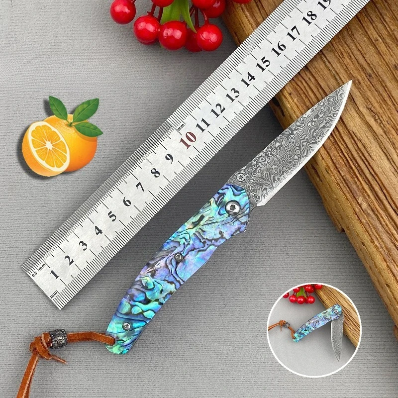 

Damascus Steel Folding Knife Outdoor Camping Sharp Portable Pocket Camping Knife