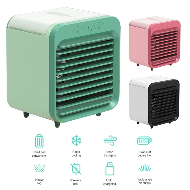 New Mini Portable Air Cooler Fans Air Conditioner Light Desktop Air Cooling Fan Humidifier Purifier For Office Bedroom USB Charg