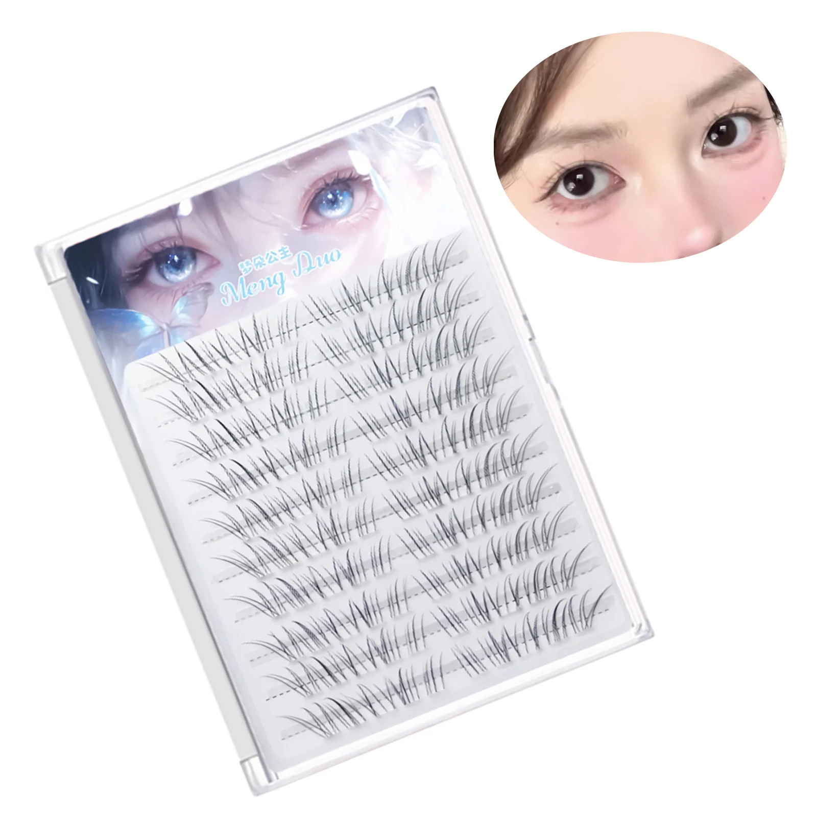 Natürliche Wimpernverlängerungen, einzelne Cluster-Wimpern, voluminöse, flauschige Wimpern im Fox-Stil für Frauen, Make-up, täglich, flauschig, leicht – Detail 3
