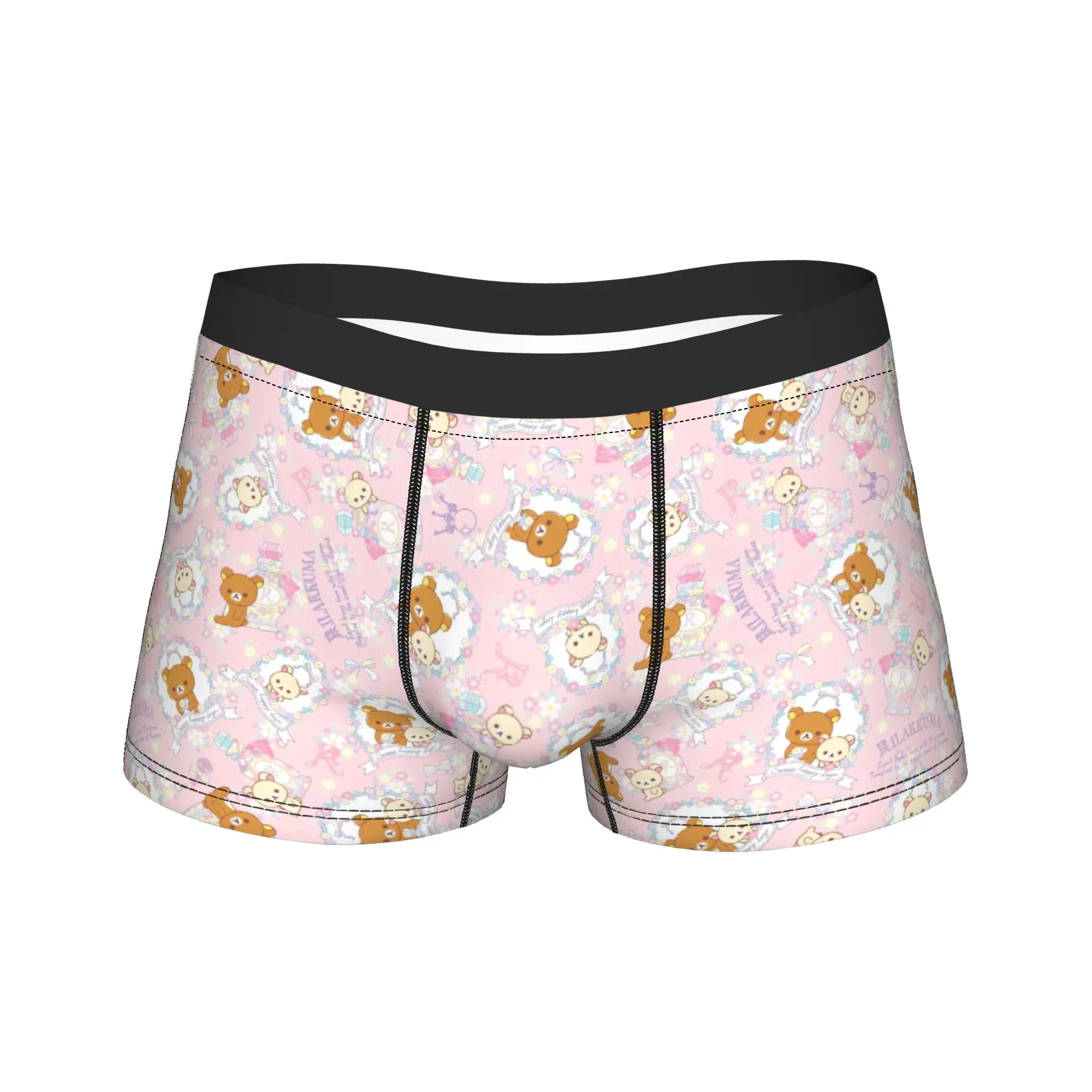 Cute Bear Rilakkuma Underwear  Men's Panties Custom DIY Soft Trend Boxershorts Quality Shorts Briefs Plus Size