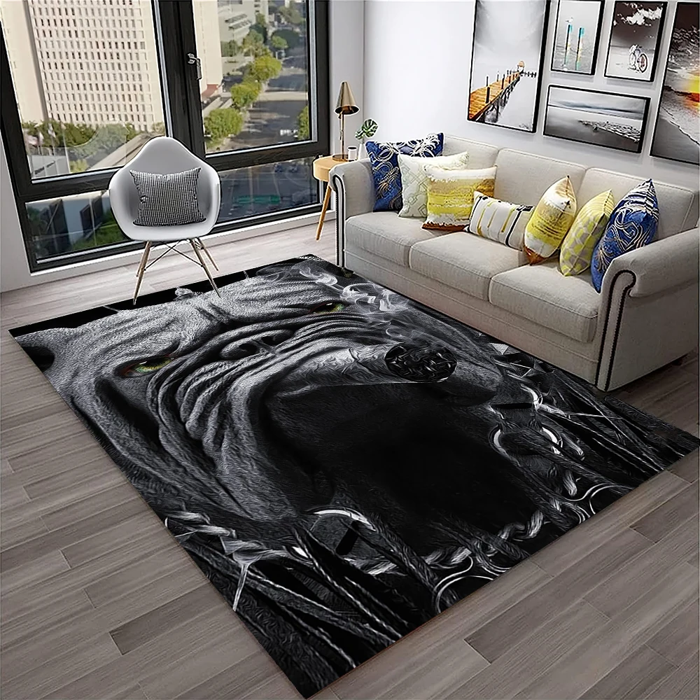 French Pit Bull Dog Pet Cartoon Carpet Rug for Home Living Room Bedroom Sofa Doormat Decor,kids Play Area Rug Non-slip Floor Mat