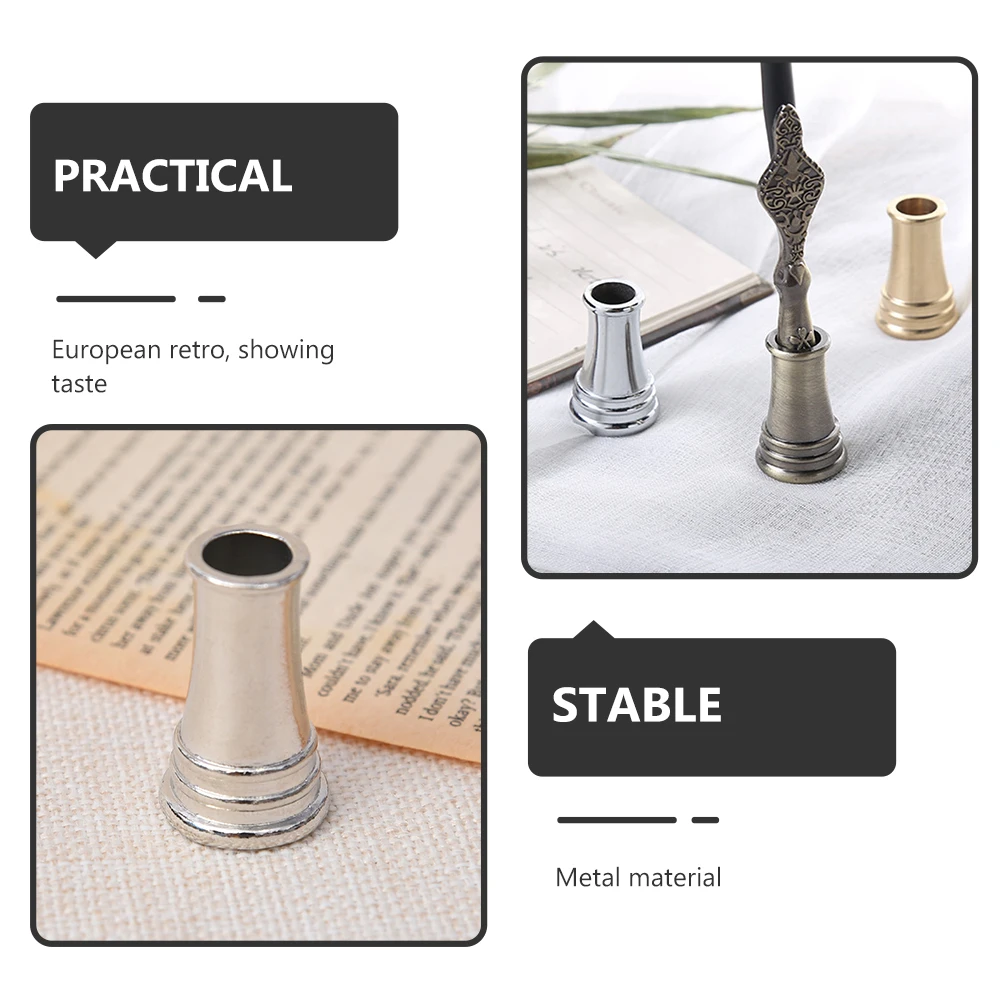 4 قطعة حامل قلم معدني خمر حامل سطح المكتب الأنيق ل نافورة الريشة تراجع أقلام مكتب منضدية واحدة إدراج قاعدة تخزين الرف #4